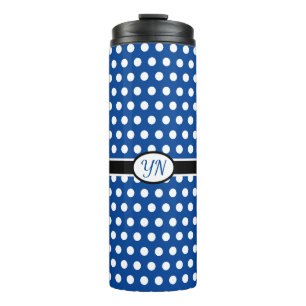 Custom Initials Polka Dot Thermal Tumbler Thermosbecher