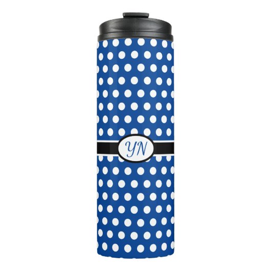 Custom Initials Polka Dot Thermal Tumbler Thermosbecher (Vorderseite)