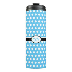 Custom Initials Polka Dot Thermal Tumbler Thermosbecher