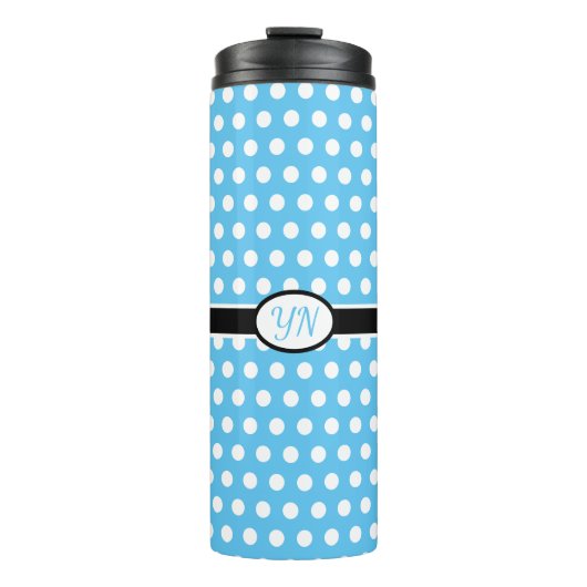 Custom Initials Polka Dot Thermal Tumbler Thermosbecher (Vorderseite)