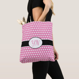 Custom initials Polka Dot Tote Bag Tasche