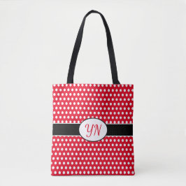 Custom initials Polka Dot Tote Bag Tasche