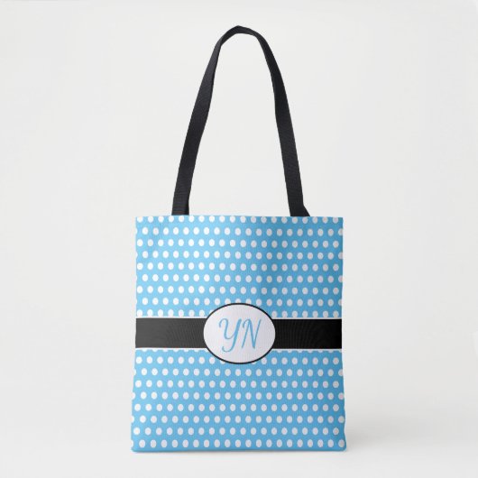 Custom initials Polka Dot Tote Bag Tasche (Vorderseite)