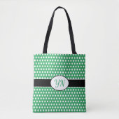 Custom initials Polka Dot Tote Bag Tasche (Vorderseite)