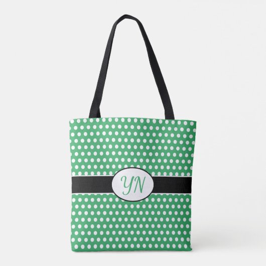 Custom initials Polka Dot Tote Bag Tasche (Rückseite)
