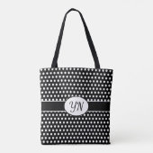 Custom initials Polka Dot Tote Bag Tasche (Rückseite)
