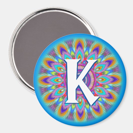 Custom initials psychedelische Kühlschrankmagnet B (Vorderseite/Rückseite)