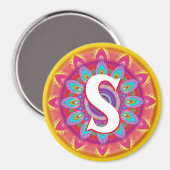 Custom initials psychedelischer Kühlschrankmagnet (Vorderseite/Rückseite)