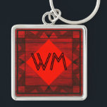 Custom Initials Red Wood Modern Rustic Art Deco Schlüsselanhänger<br><div class="desc">Das elegante Art Deco inspirierte mit Monogramm Design für elegante Männer.</div>