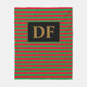 Custom Initials Weihnachten Rot/Grüne Streifen Fleecedecke (Vorderseite)