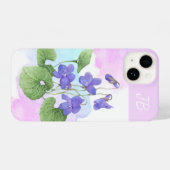 Custom Initials Wild Violet Garden Blume Kunst, Di iPhone Hülle (Rückseite (Horizontal))