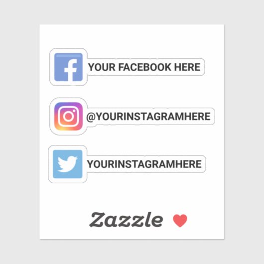Custom Instagramm Facebook Twitter Social Media Aufkleber (Blatt)