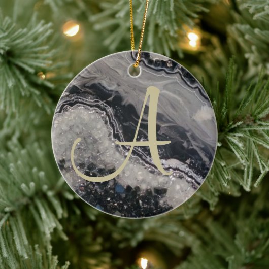 Custom Intial Christmas Geode Keramik Ornament (Baum)