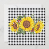 Custom Invasion Gingham & Sunflowers Design Einladung (Rückseite)