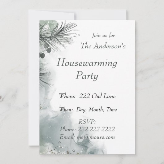 Custom Invite Housewärme Party Barschenauge Kunst Einladung (Rückseite)