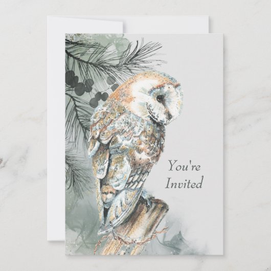 Custom Invite Retirement Party Barn Owl Art Einladung (Vorderseite)