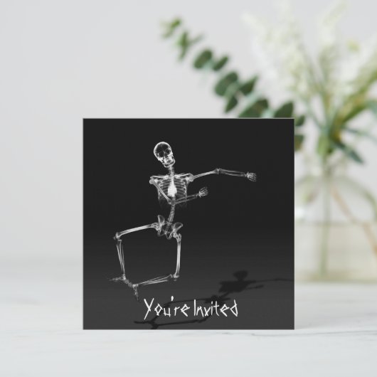 CUSTOM INVITES - X-Ray Skeleton Joy Leap - B&W Einladung (Stehend Vorderseite)