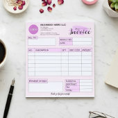 Custom invoice Form with Logo, Pink Small Business Notizblock