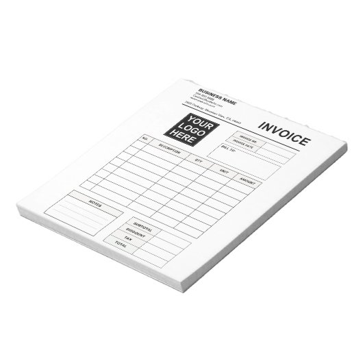 Custom Invoice Order Forms & Business Logo Notizblock (Rotiert)