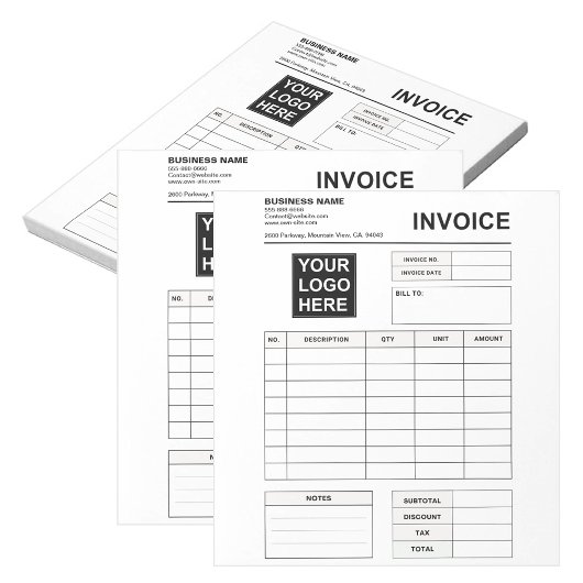 Custom Invoice Order Forms & Business Logo Notizblock