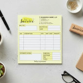 Custom Invoice Receipt, Yellow Small Business Name Notizblock