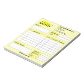 Custom Invoice Receipt, Yellow Small Business Name Notizblock (Rotiert)