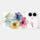 Custom Iphone 16 Phone Case Wasserfarbe Floral (Rückseite (Horizontal))
