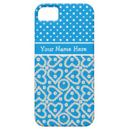 Custom iPhone 5/5s Fall: Polkas, Daisies, Blue Case-Mate iPhone Hülle
