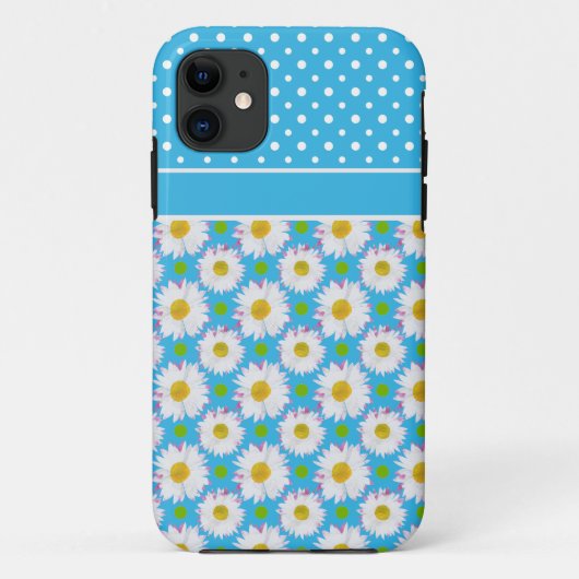 Custom iPhone 5 Xtreme Fall: Polkas, Daisies, Blue Case-Mate iPhone Hülle (Rückseite)