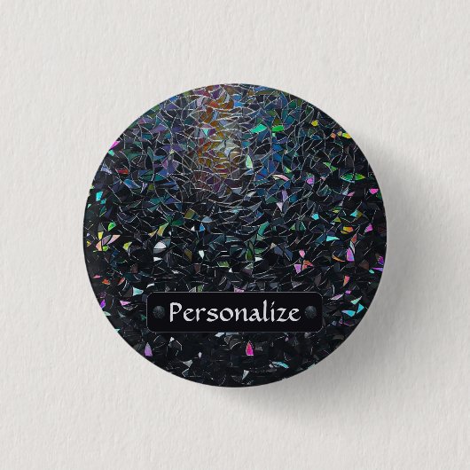 Custom Iridescent Abstract Stained Glass Pattern Button (Vorderseite)
