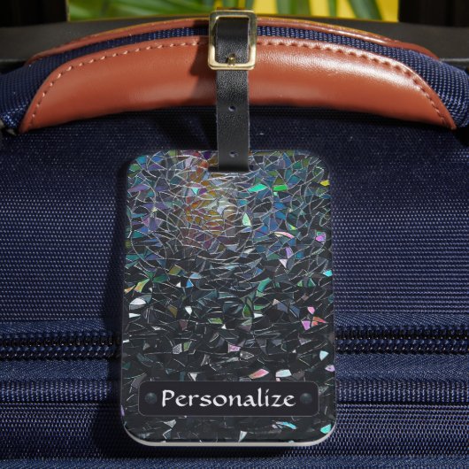 Custom Iridescent Abstract Stained Glass Pattern Gepäckanhänger (Vorderseite Insitu 2)