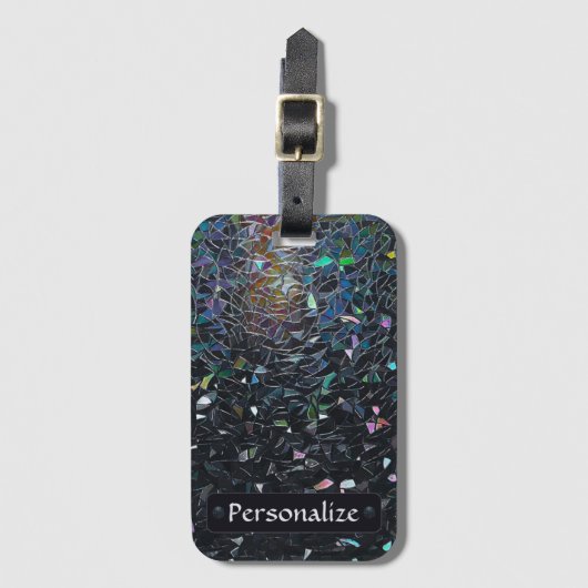 Custom Iridescent Abstract Stained Glass Pattern Gepäckanhänger (Vorderseite Vertikal)