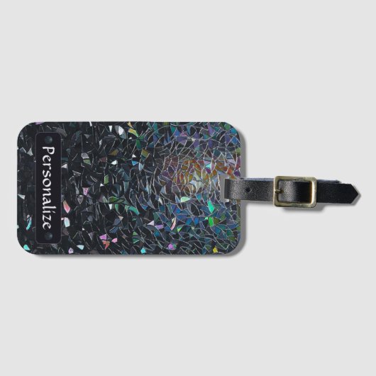 Custom Iridescent Abstract Stained Glass Pattern Gepäckanhänger (Vorderseite (Horizontal))