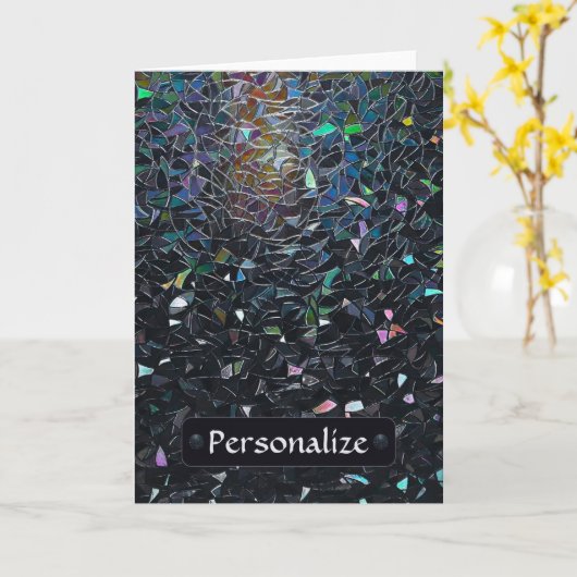 Custom Iridescent Abstract Stained Glass Pattern Karte (Gelbe Blume)