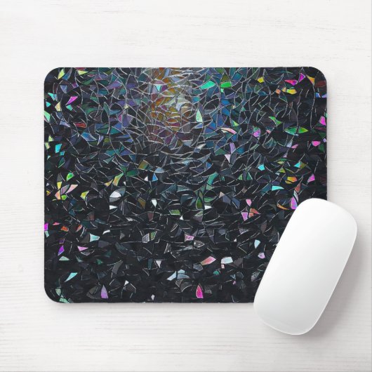 Custom Iridescent Abstract Stained Glass Pattern Mousepad (Mit Mouse)