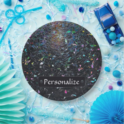 Custom Iridescent Abstract Stained Glass Pattern Pappteller (Party)