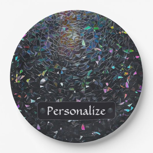 Custom Iridescent Abstract Stained Glass Pattern Pappteller (Vorderseite)