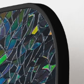 Custom Iridescent Abstract Stained Glass Pattern Pickleball Schläger (Linke Seite)