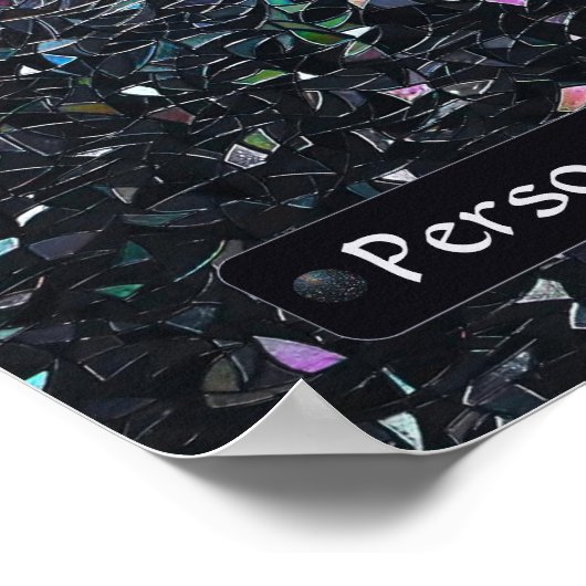 Custom Iridescent Abstract Stained Glass Pattern Poster (Ecke)