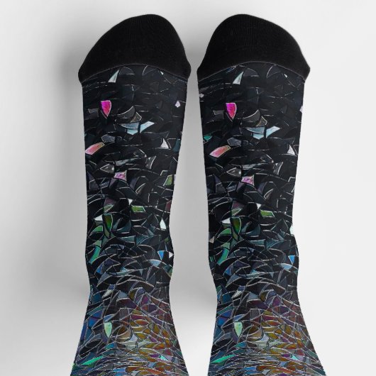 Custom Iridescent Abstract Stained Glass Pattern Socken (Oben)
