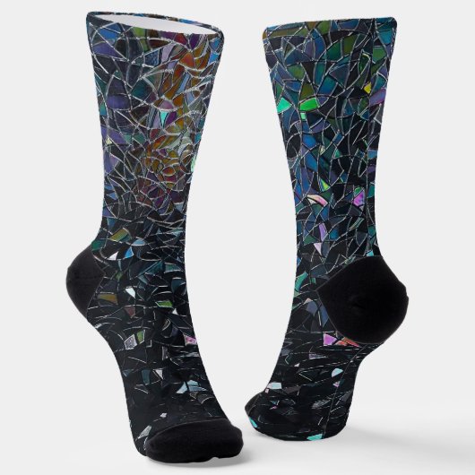 Custom Iridescent Abstract Stained Glass Pattern Socken (Gewinkelt)