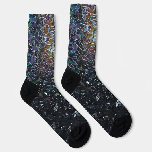 Custom Iridescent Abstract Stained Glass Pattern Socken (Rechts)