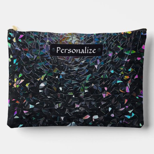 Custom Iridescent Abstract Stained Glass Pattern Zubehörtasche (Vorderseite)