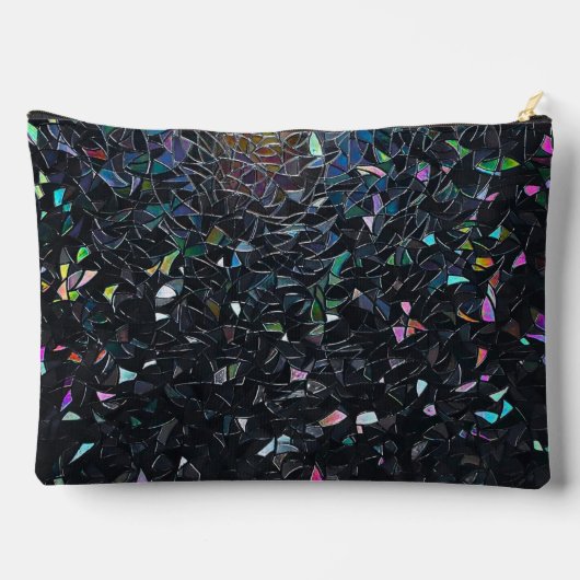 Custom Iridescent Abstract Stained Glass Pattern Zubehörtasche (Rückseite)