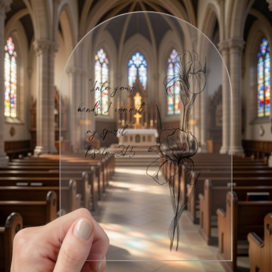 Custom Iris Arch Acrylic Memorial Card Acryleinladungen