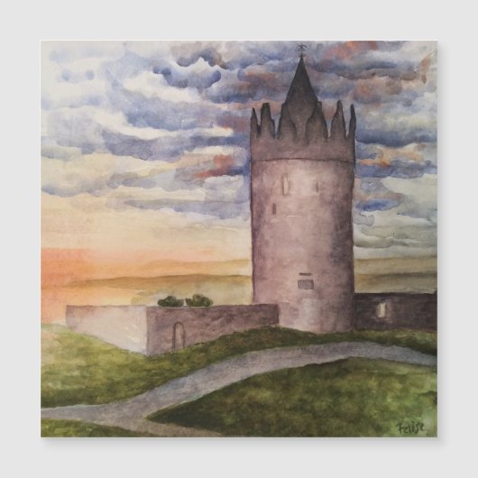 Custom Irish Castle Landschaft Wasserfarben Magnetkarte (Vorderseite)
