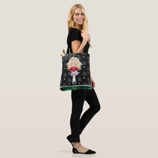 Custom Irish Dance Blond Girl Green, Black Tasche (Am Model)