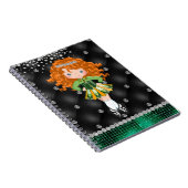 Custom Irish Dance Redhead Girl Green, Black Notizblock (Rechte Seite)