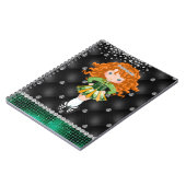 Custom Irish Dance Redhead Girl Green, Black Notizblock (Linke Seite)