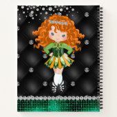 Custom Irish Dance Redhead Girl Green, Black Notizblock (Rückseite)